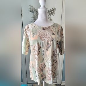Jessica Scott 80's Vintage Top Short Sleeved Women's XL Abstract Multi Colored